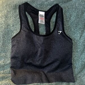 GYMSHARK ADAPT ANIMAL CROP TANK BLACK & GREY Medium